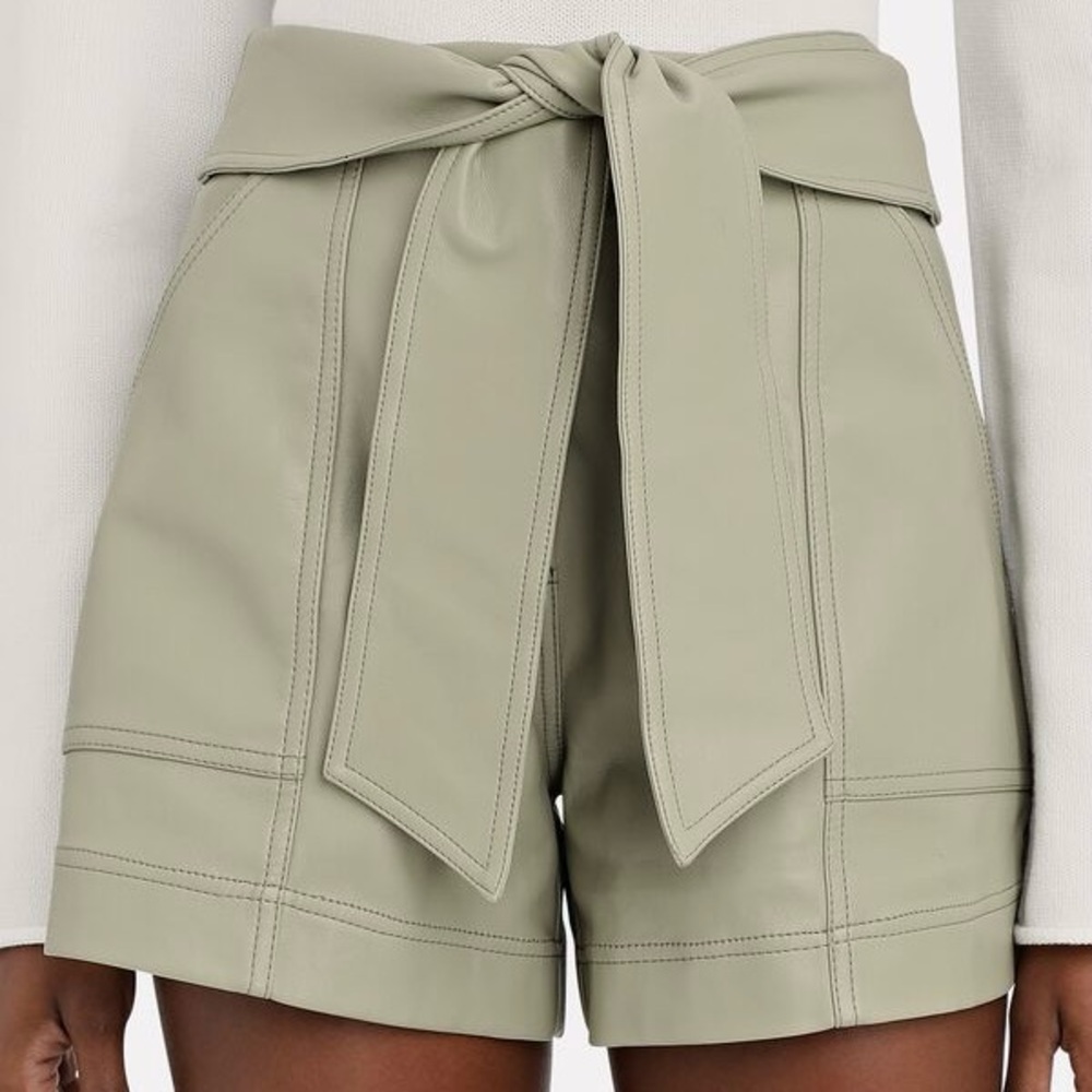 Jonathan Simkhai Vegan Leather Tie-Waist Shorts